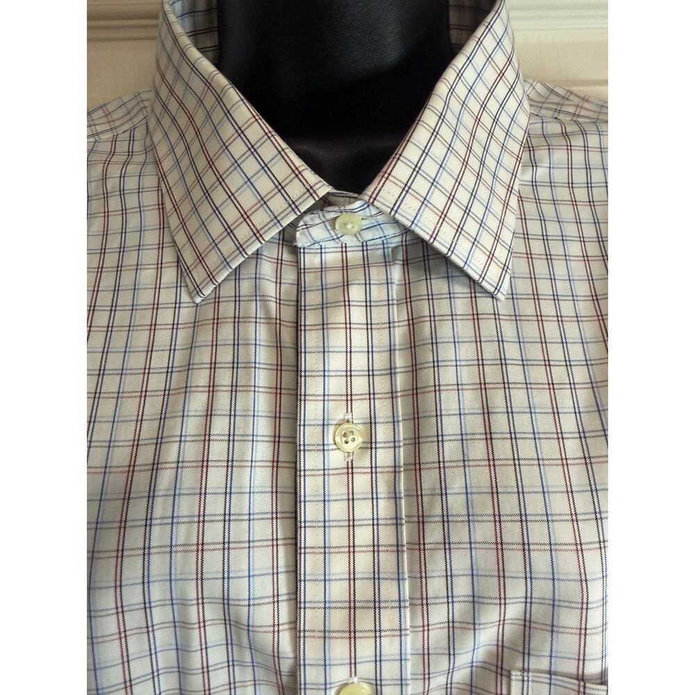 Brooks Brothers 346 Mens Dress Shirt 17.5 34/35 Slim Fit Plaid Cotton Button Up - Picture 6 of 11